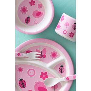 Eden Kids 5 Piece Pink Bamboo Dinner Set