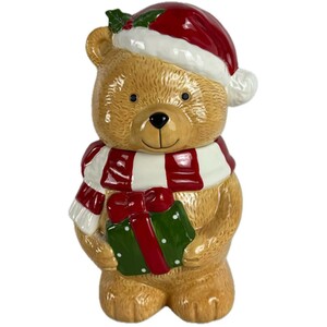 Christmas Teddy Bear Cookie Jar