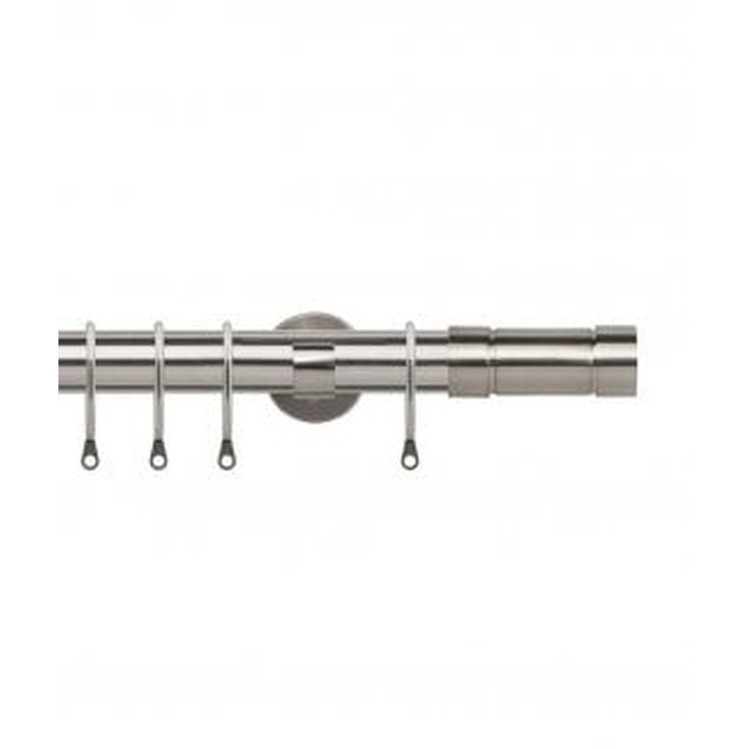 25-28mm Aspect End Satin Silver Metal Curtain Pole Set - Silver / 120cm