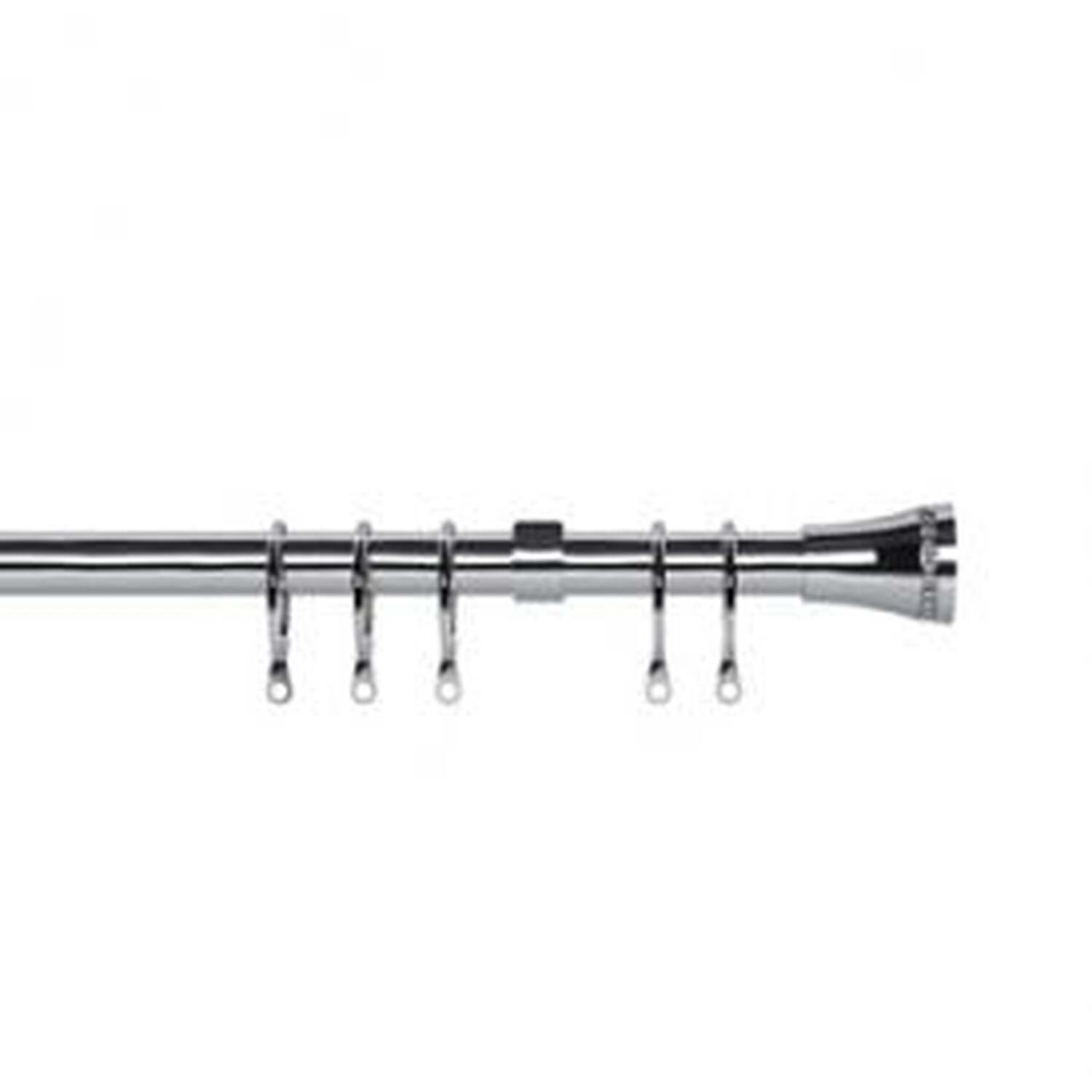 16 - 19mm Chrome Diamante Trumpet End Metal Curtain Pole Set - Chrome / 120cm
