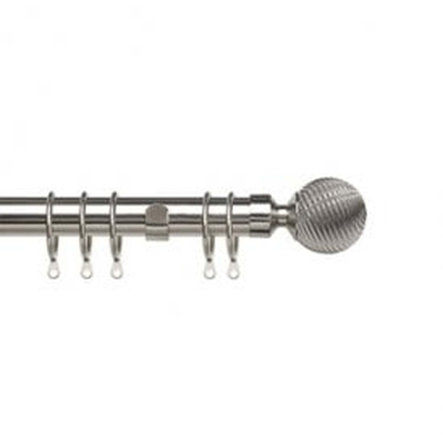 25-28mm Swirl Ball End Chrome Metal Curtain Pole Set - Chrome / 170cm