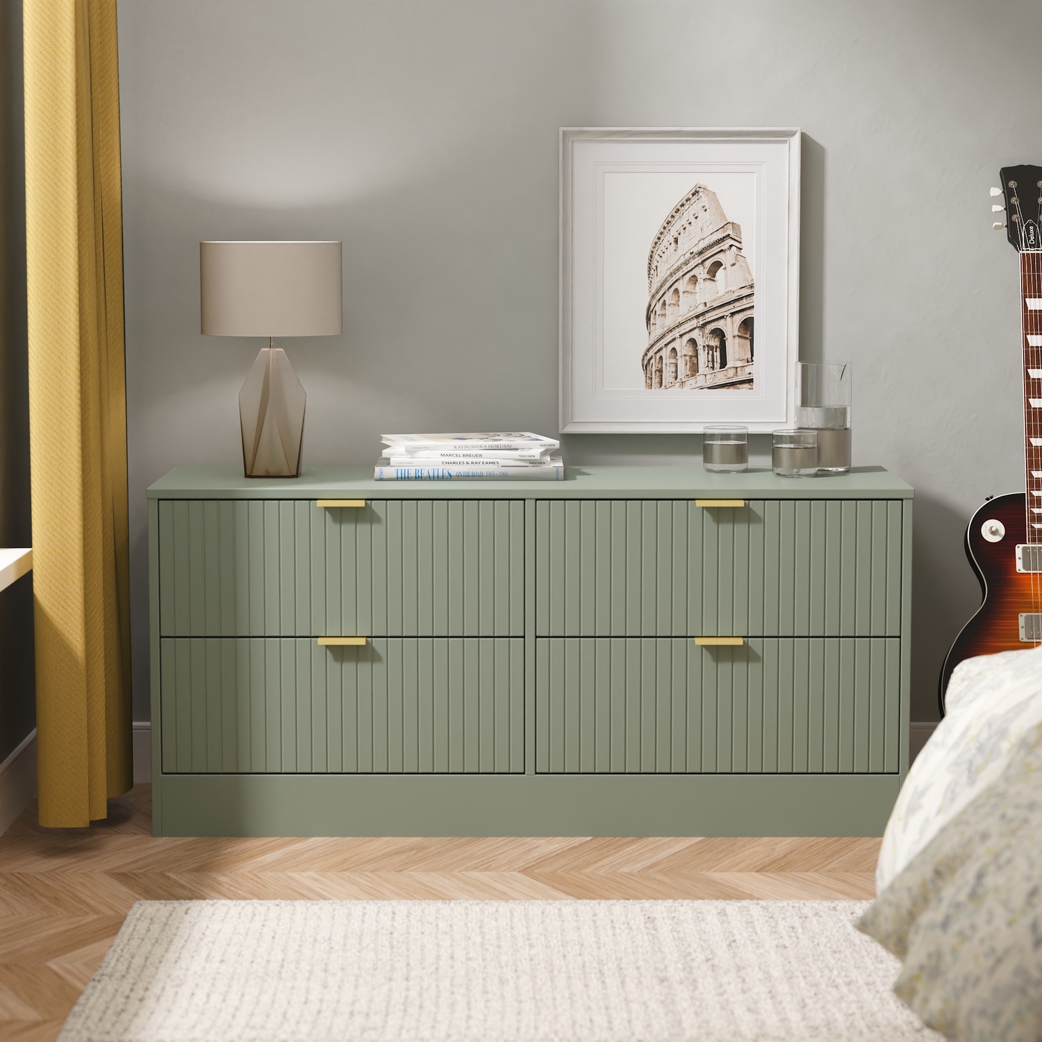 Nashville F Ready Assembled 4 Drawer Bed Box - Reed Green