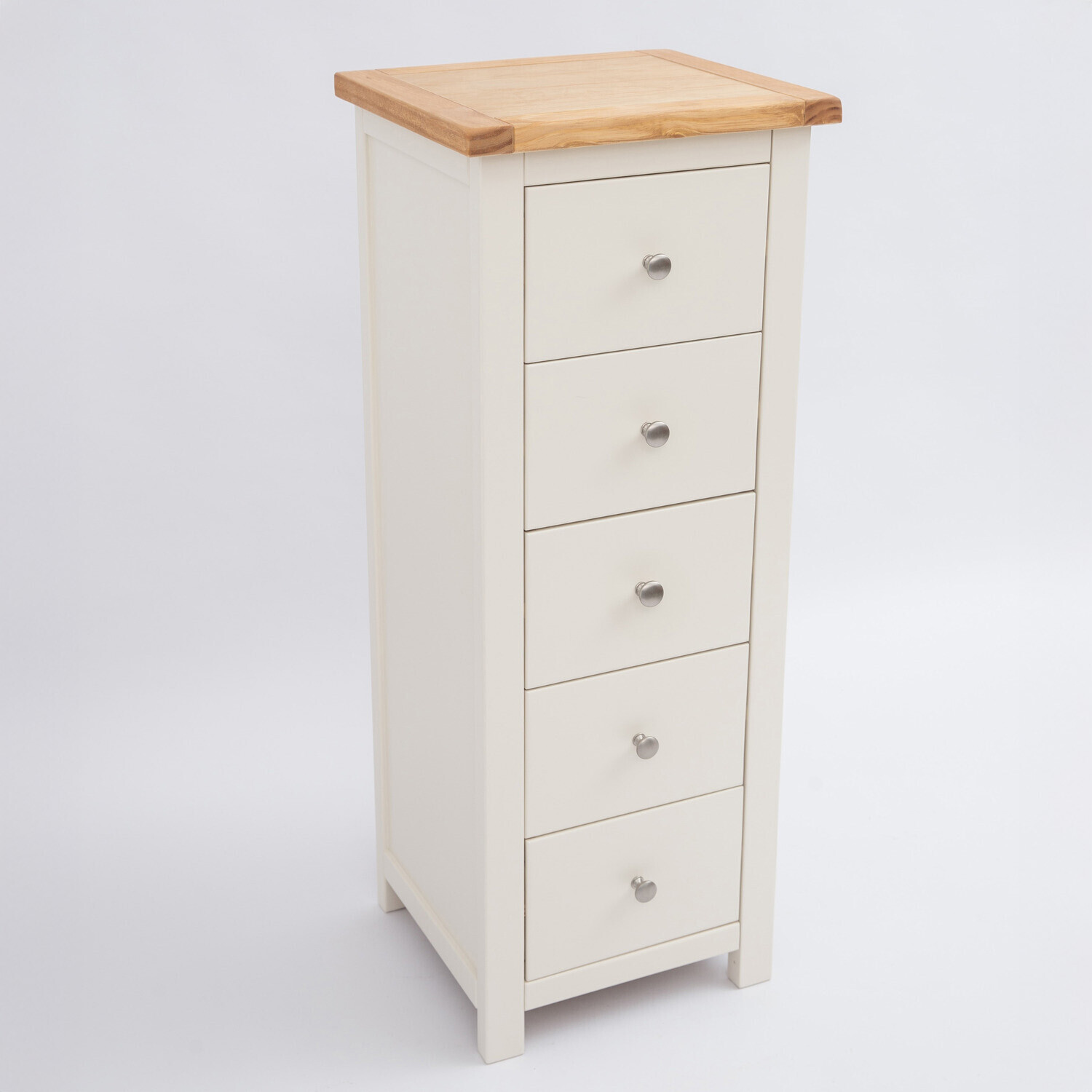 Cabinet Bits Magiore 5 Drawer Narrow Chest - White / Antique Brass