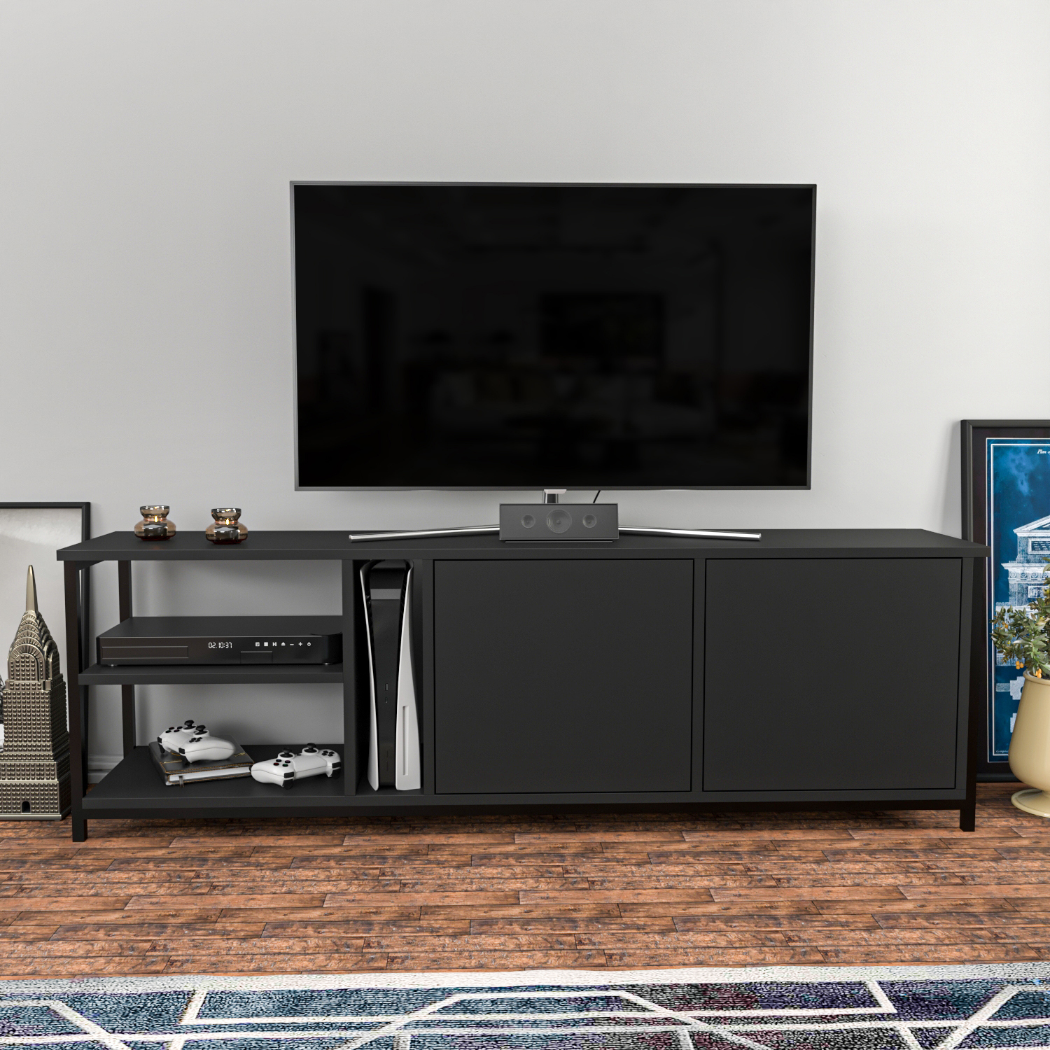 Primrose TV Unit - Black and Anthracite