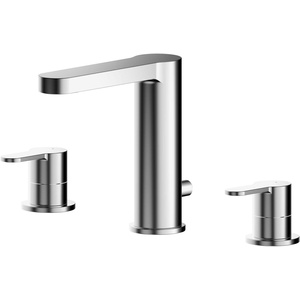 Balterley Pride Modern Bathroom Round Deck 3 Tap Hole Basin Mixer Tap, Pop Up