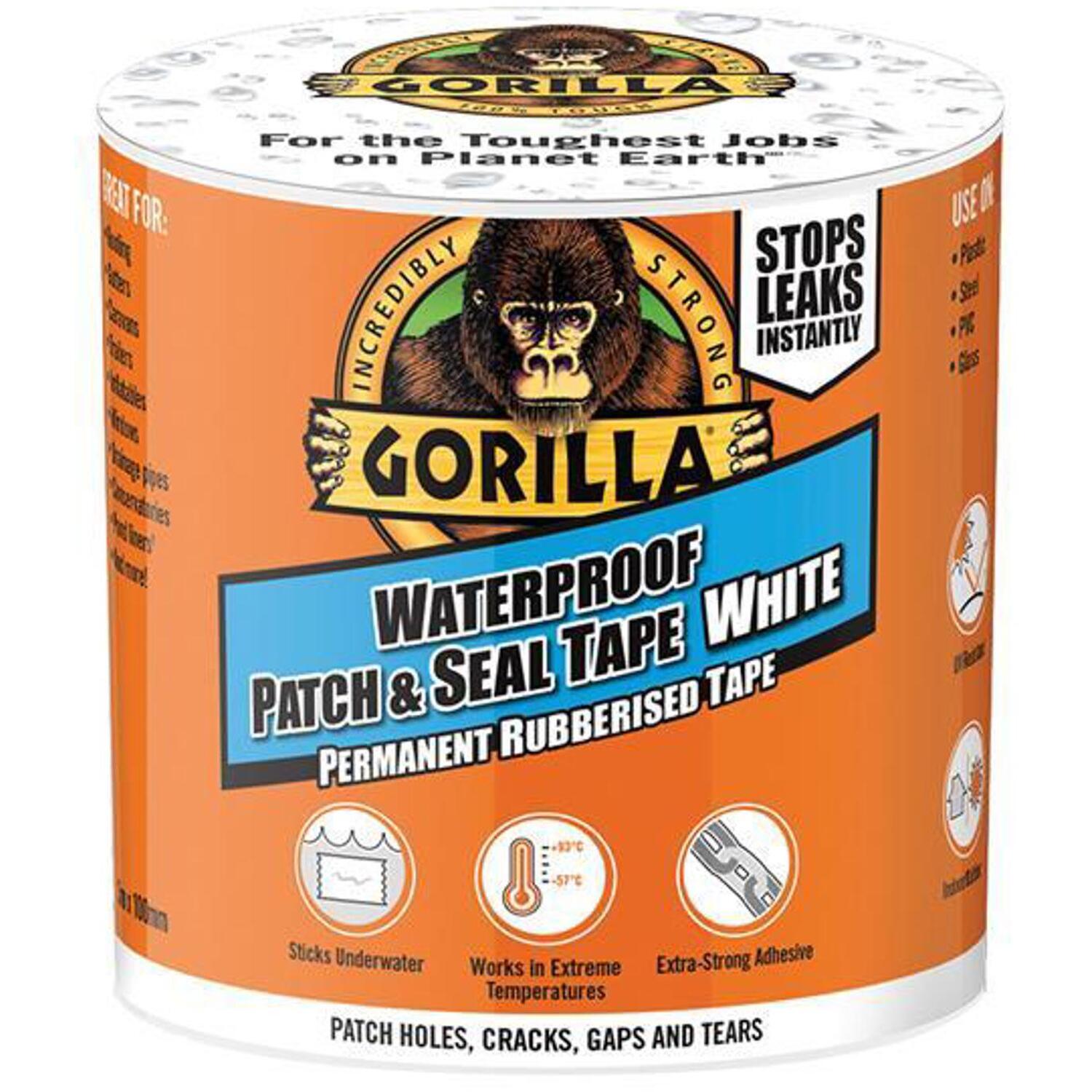 Gorilla Glue Gorilla Waterproof Patch & Seal Tape 100Mm X 3M White - Grey - Image 12