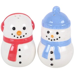 Set of 2 Winter Snowmen Salt and Pepper Shakers