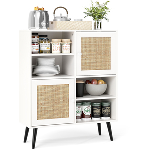 4-Cubby Rattan Sideboard Cabinet