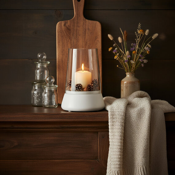 Sena Hurricane Candle Holder with Marble Base