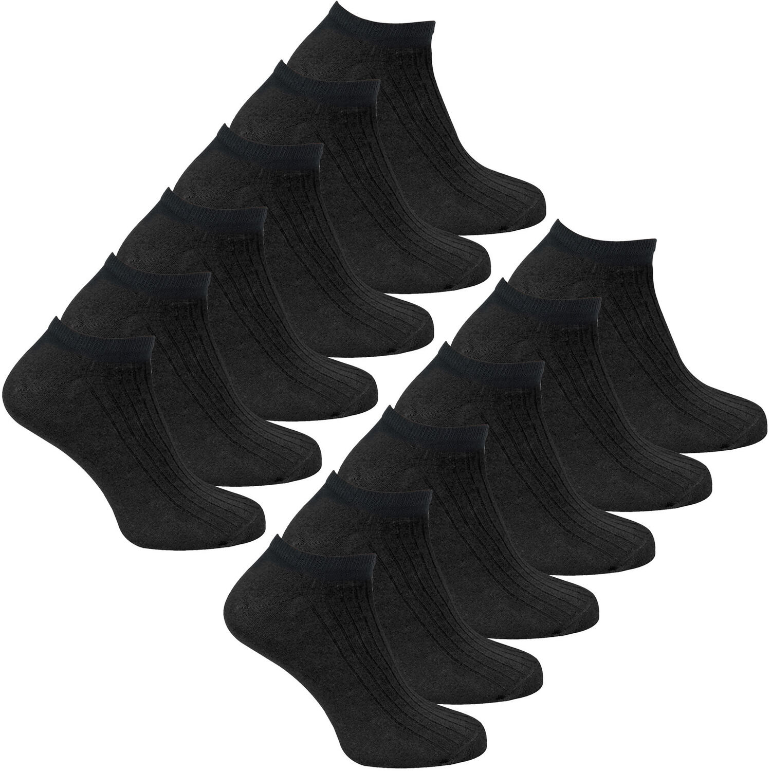 Ladies 12 Pack 100% Cotton Trainer Socks | Sock Snob | Short Low Cut Ankle Socks in Black & White - Image 2