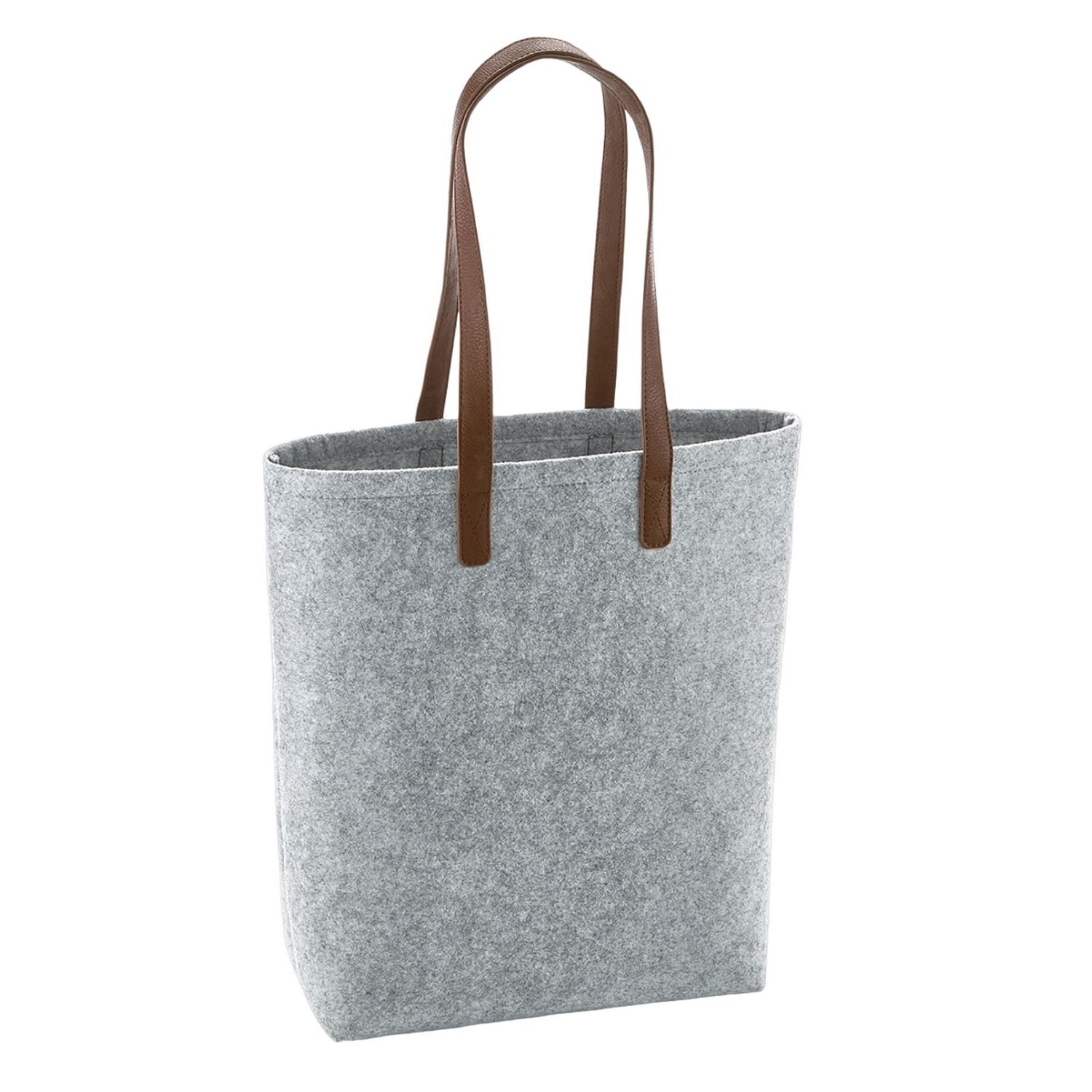 Bagbase Premium Felt Tote Bag - Grey Melange/Tan