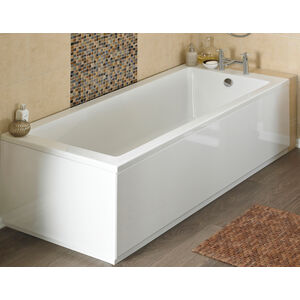 700mm Waterproof Straight Shower Bath End Panel - Gloss White