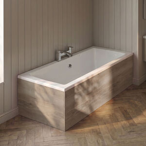 700mm Square MFC Reversible Shower Bath - Woodgrain Solace Oak