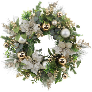 Gold Poinsettia Bauble Wreath