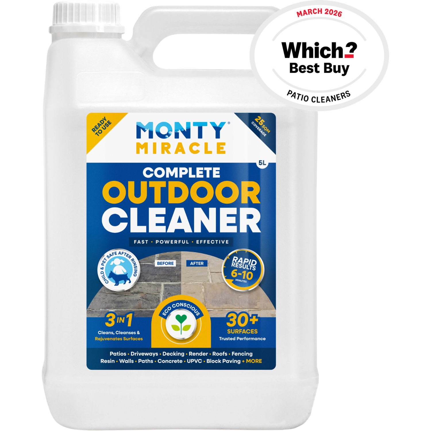 Monty Miracle Complete Outdoor Cleaner - 5 Litre - White