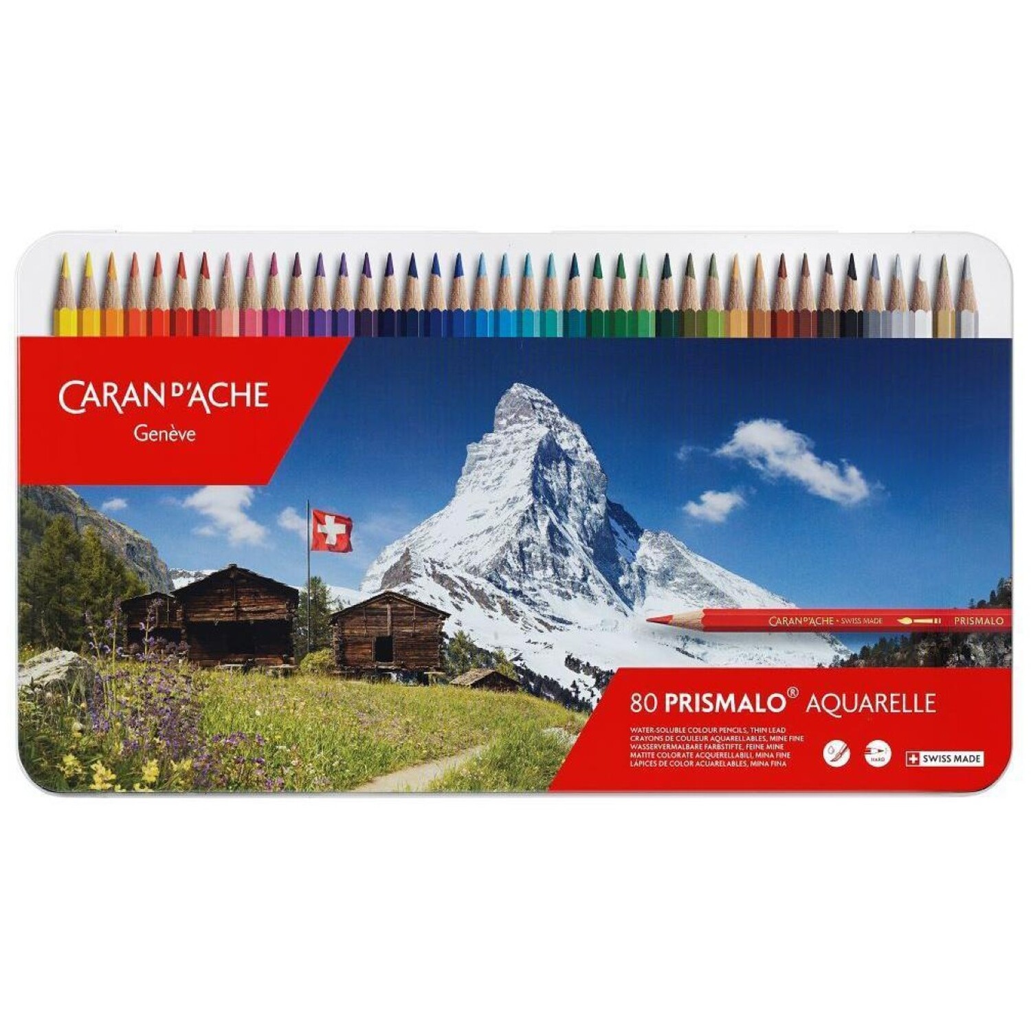 Caran d’Ache Prismalo Aquarelle Watercolour Pencils Set of 80 in Metal Tin - Image 2