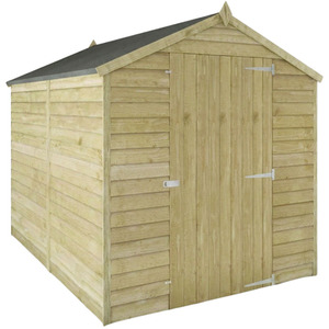 8ft x 6ft Overlap Apex Wooden Garden Shed Single Door Windowless