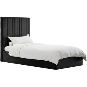 Black / Single Berlin Tall Headboard Ottoman Bed shot 17080614