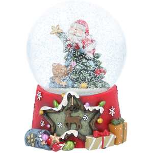 Santa on Christmas Tree Musical Snow Globe