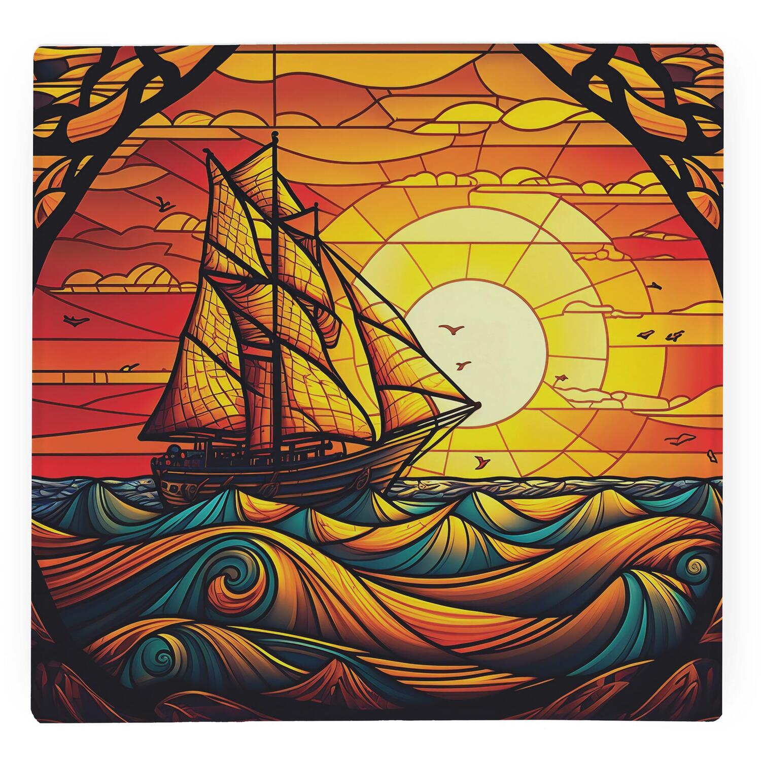 Image of Stained Glass Boat Large Square Worktop&hellip;