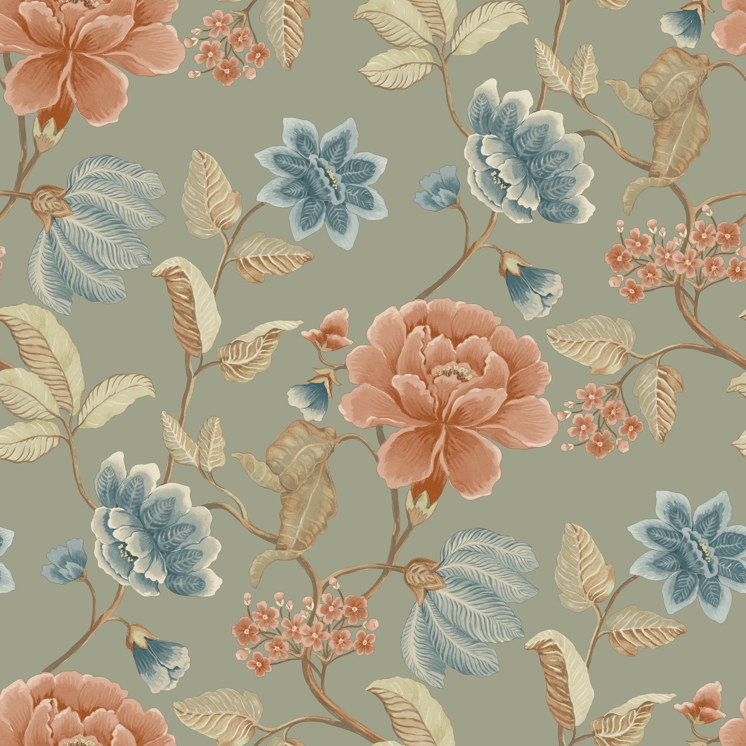 B&Q -  Celica Camellia Bloom Floral Trail Textured WallpaperGreen - Image 4