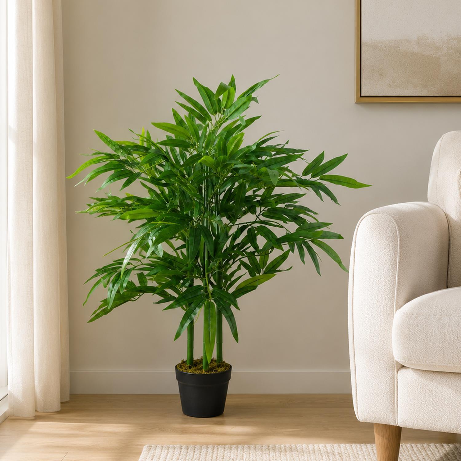 Leaf Fat Artificial Bamboo Plant Tree In Pot 90Cm - Image 5