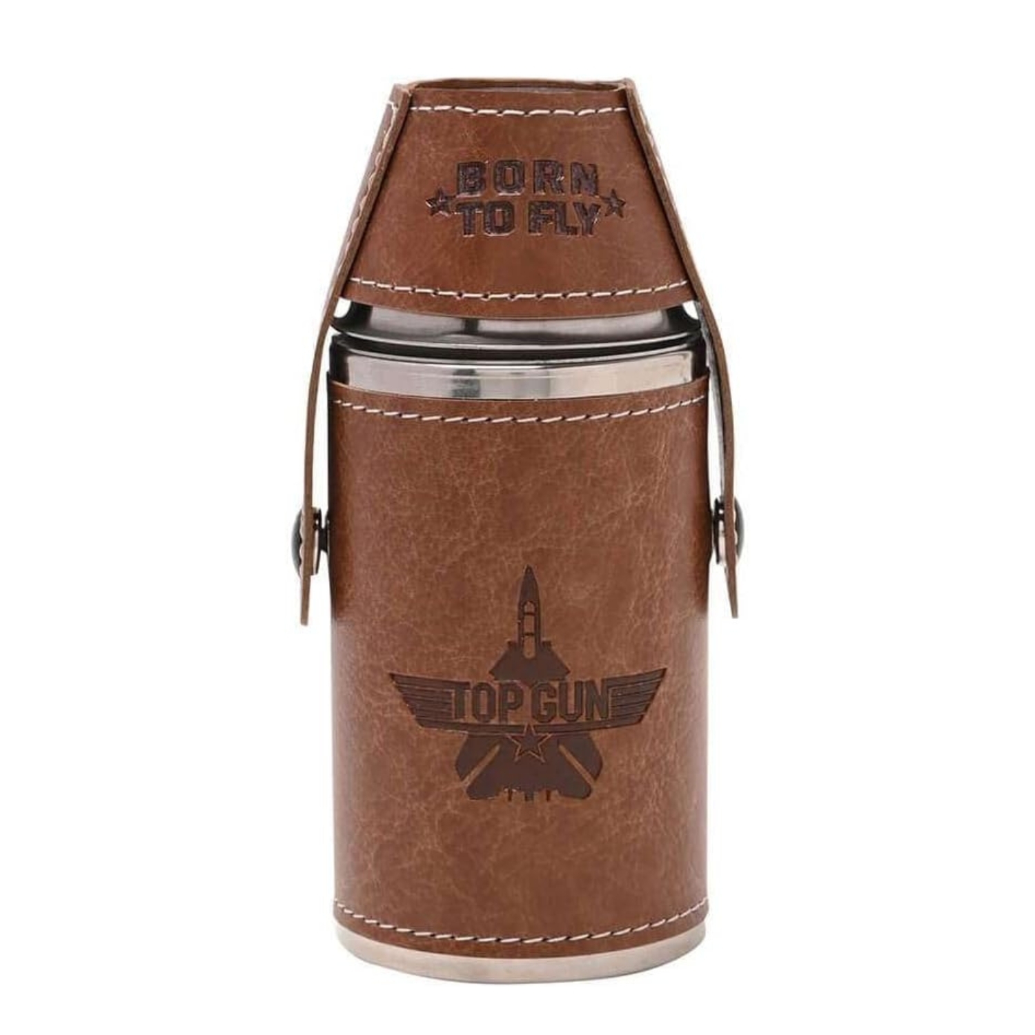 Top Gun Brown Metal Travel Flask 6Oz - Image 3