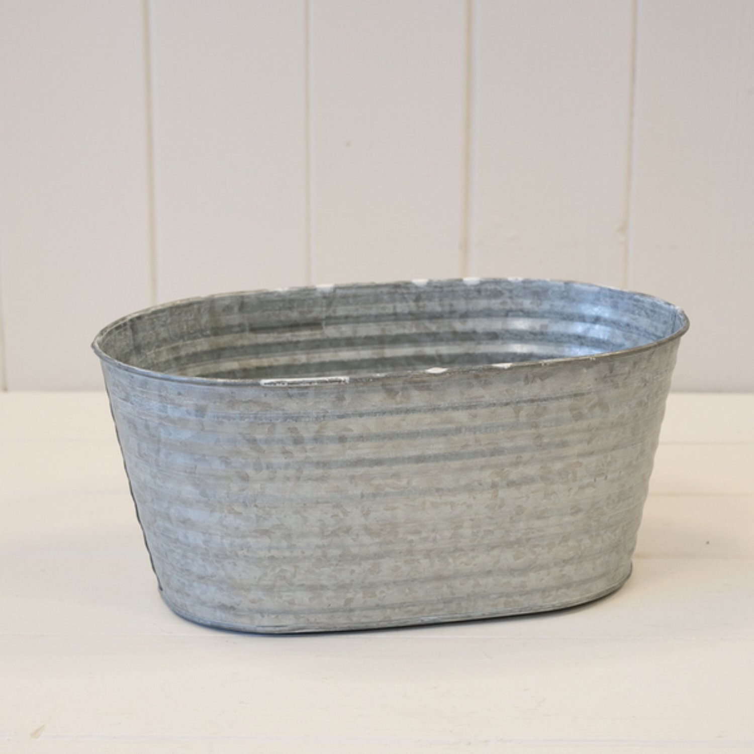  - Rustic Grey Aged Zinc Trough For Home Decor - Image 3