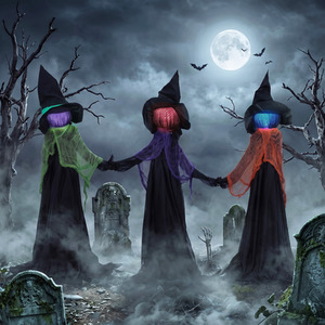 HOMCOM Witches Holding Hands Halloween Decoration Animated Prop