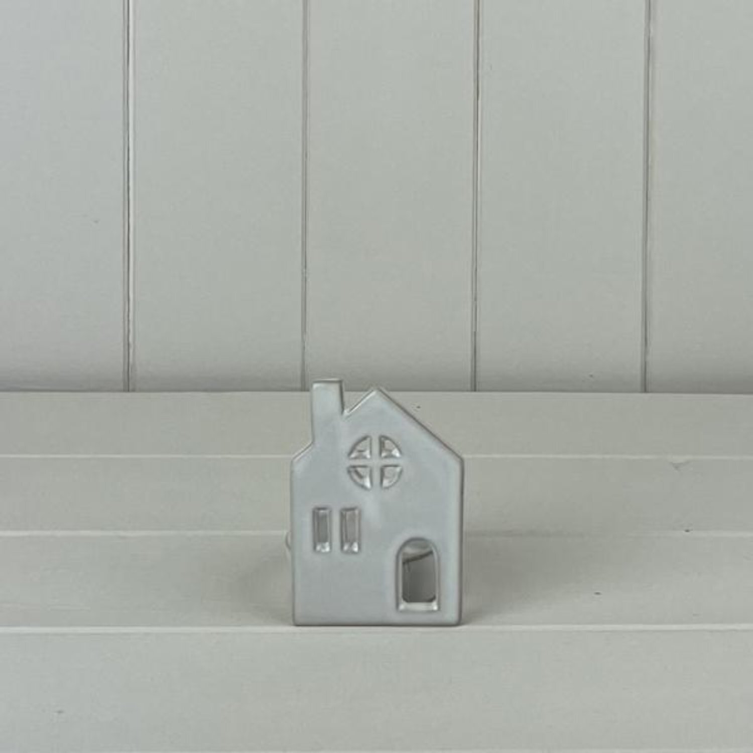 Kdmd Decorative White Ceramic House Tealight Holder - White
