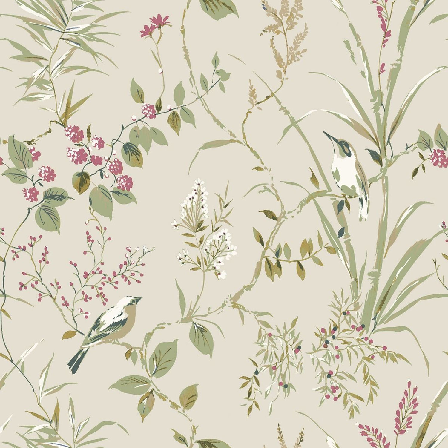 Crown Mariko Bird Wallpaper - Natural/Pink