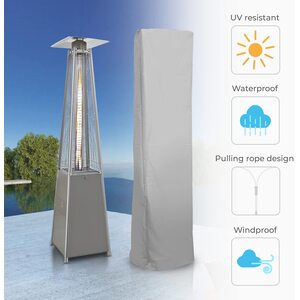 Patio Gas Heater 13kW Stainless Steel Pyramid with Bluetooth, Wheels, & Cover