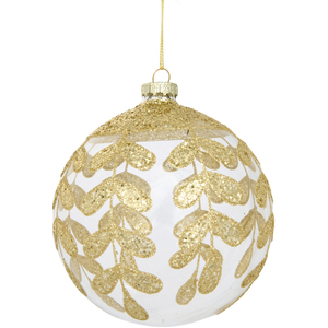 Gold Glittered Leaf Bauble