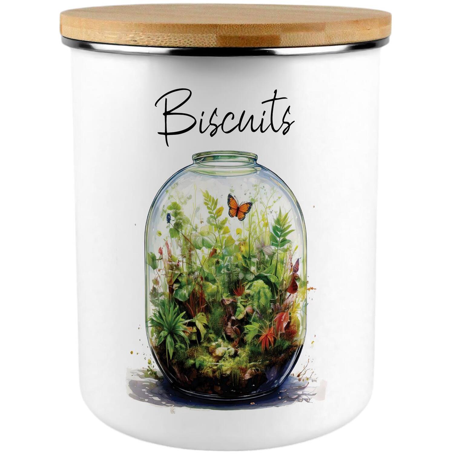 Thriving Terrarium Design Biscuits Canister - XL Home Food Storage Jar Gift - Image 2