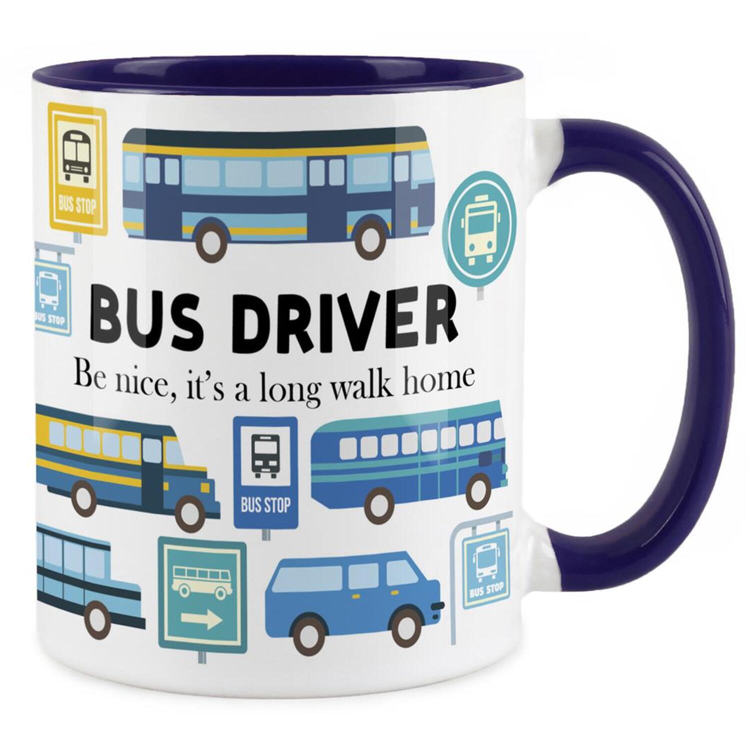 Purely Home Novelty Bus Driver Navy Blue Mug - Coffee/Tea Ceramic Cup Gift - Navy Blue
