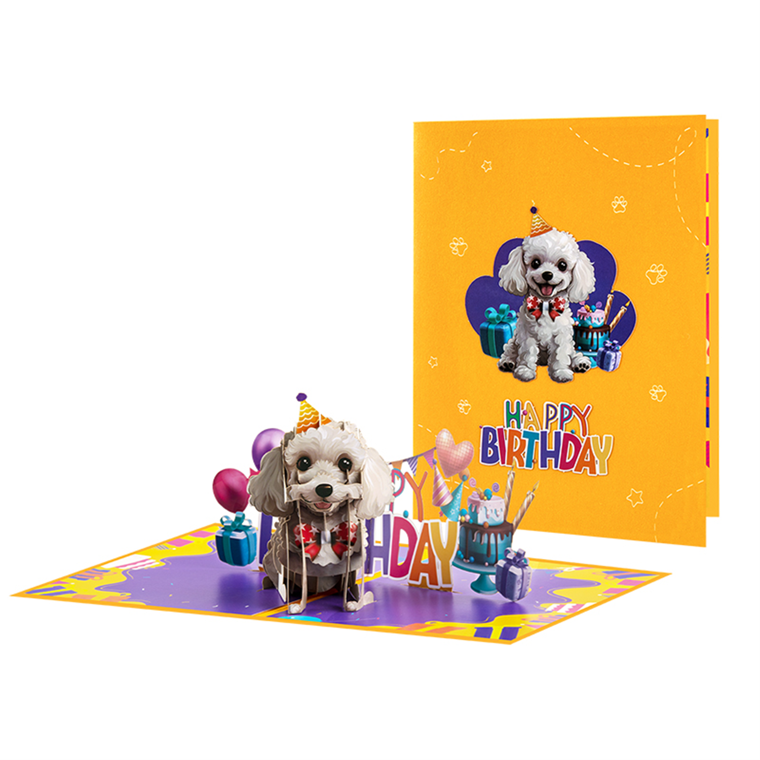 Brightfeel Party Pup 3D Cheerful Dog Themed Pop Up Birthday Card - White