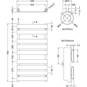 Balterley Heated Towel Rail - Chrome A