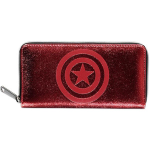 MARVEL COMICS Captain America Shield Logo Zip Around Wallet - GW043137MVL - Red/Black