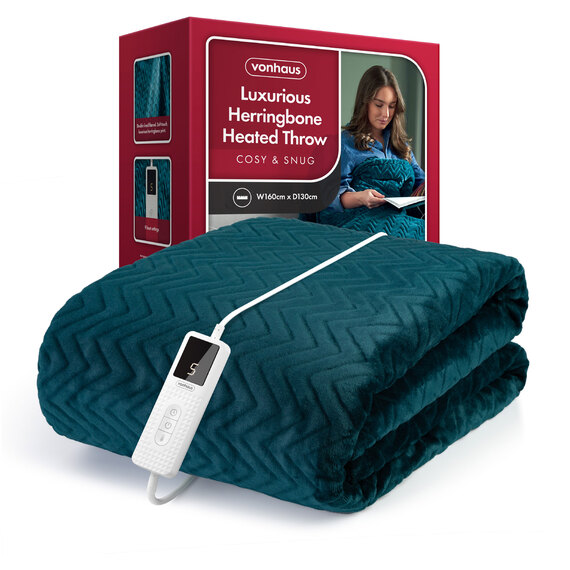 Heated Throw Fleece Blanket Teal