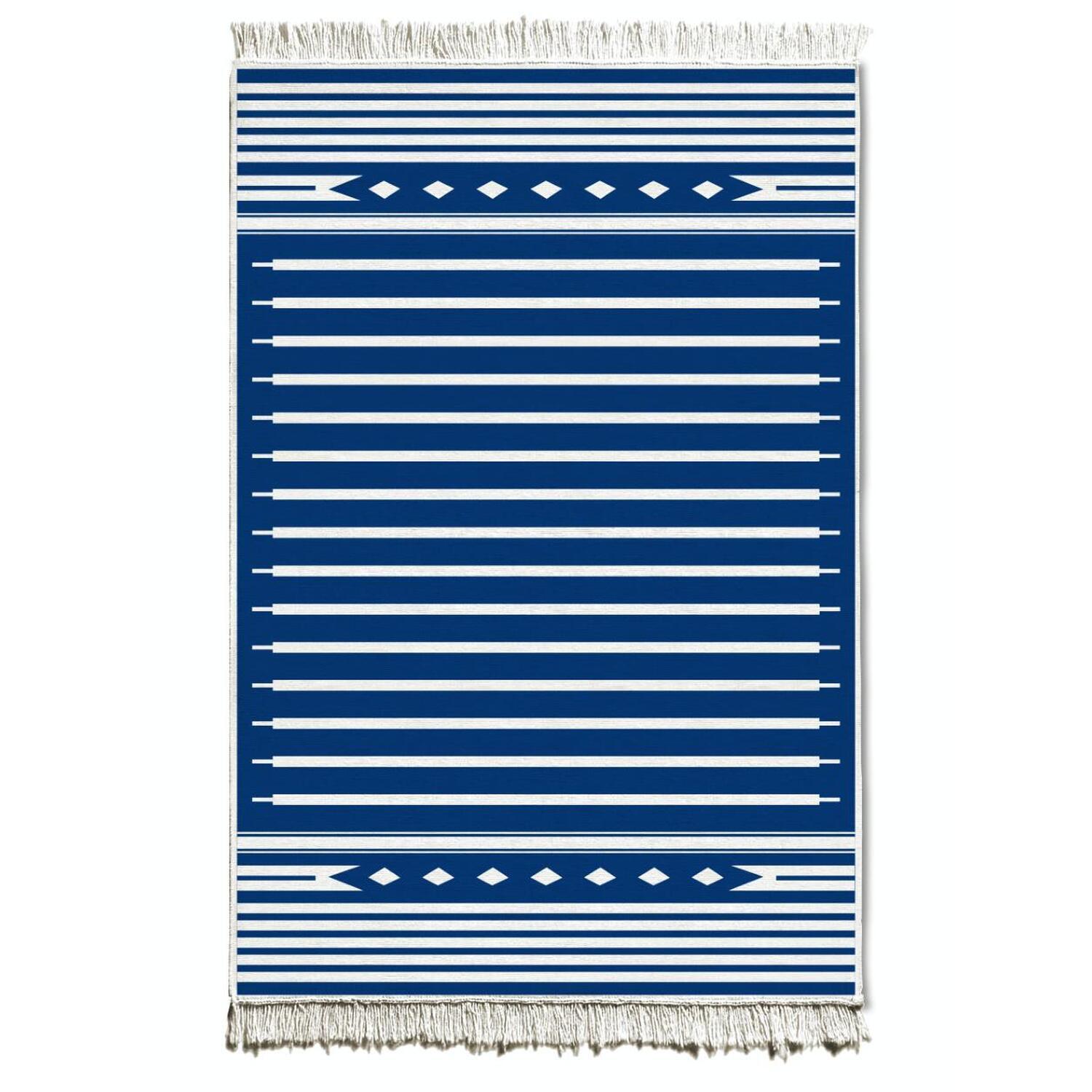 Rozi Bleu And Blanc Kilim Rug - Double-Sided - Blue & White - 180 x 120cm - Image 3