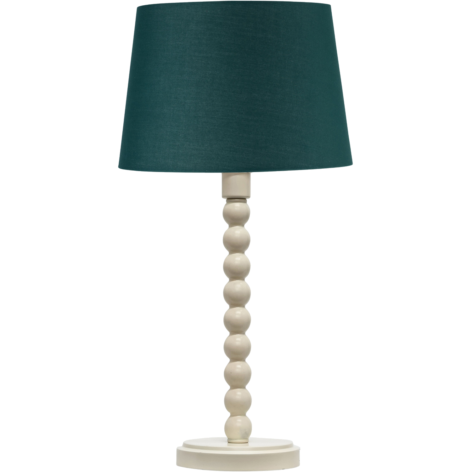 First Choice Lighting Unisex White Bobbin - Ivory Lamp With Dark Green Cotton Shade In - Image 2