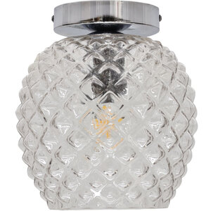 Baine Clear Textured Glass Chrome Ceiling Light Fitting