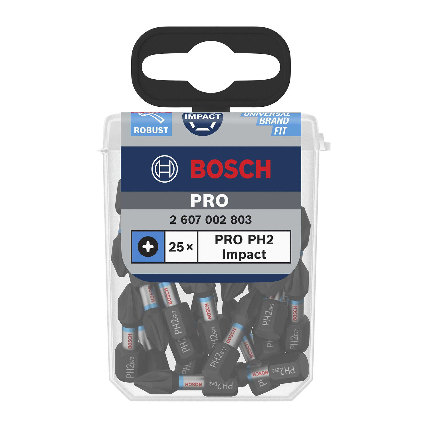 Bosch Pro Ph2 Impact Screwdriver Bit (Pack Of 25) - Black