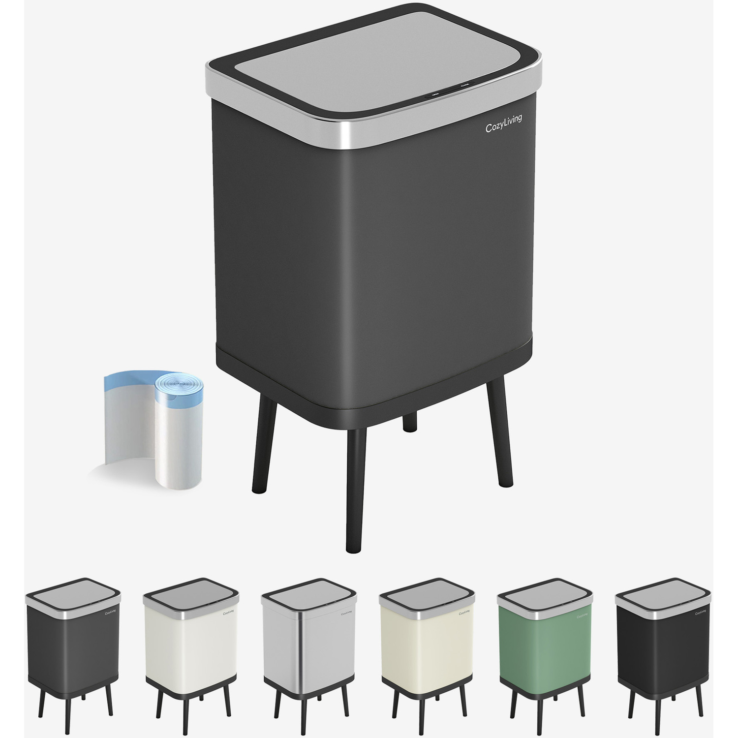 Mcc Direct Cozyliving 35L Automatic Sensor Waste Bin - Hands-Free Motion Activated Kitchen Bin - Dark Grey