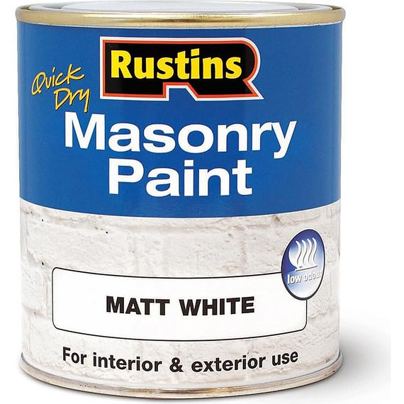 Rustins Masonry Paint Matt White 500ml.