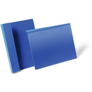 Hanging Ticket Holder Label Pocket Document Pouch - 50 Pack - A4 Blue