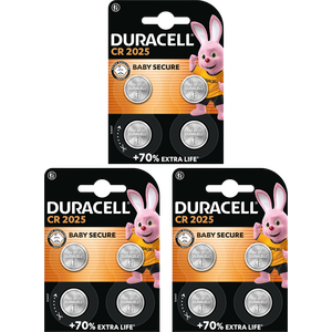 Duracell 2025 Lithium 3V Coin Cell Batteries - Pack of 12