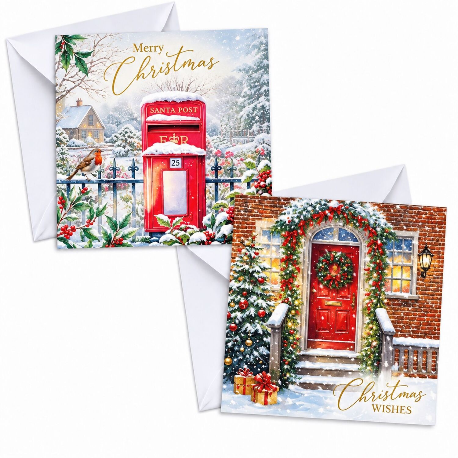 B&Q -  24 Christmas Cards With Envelopes Santa Post Box 2 Designs - Image 3