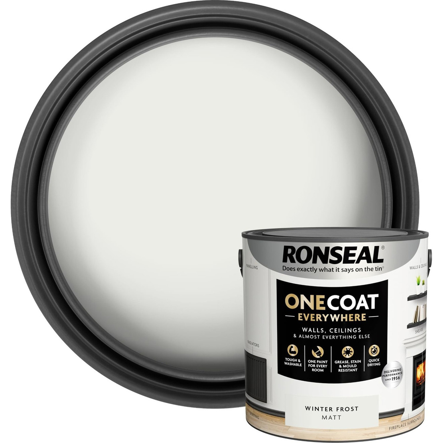 RONSEAL | One Coat Everywhere | Winter Frost | 2.5L | KCB.7015103.22104.76 | Washable quick-drying emulsion resists grease, stains and mould across walls, ceilings and domestic substrates. - Image 15