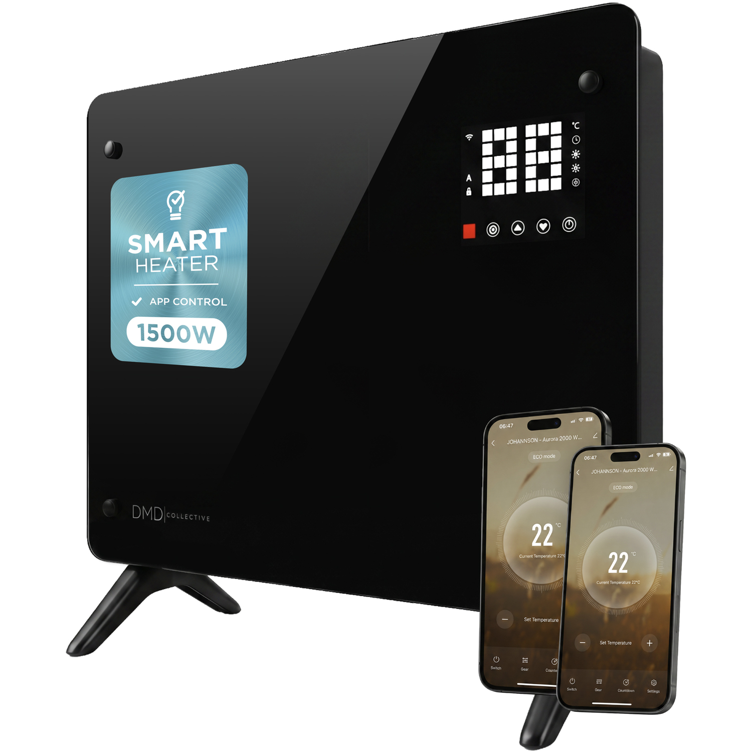 Dmd Collective Black Smart Glass Panel Heater – Fast, Silent & Energy-Efficient - 1500W - Image 4